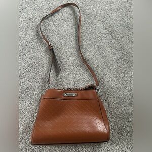 GUESS Hillsdale Satchel Braid style Top Handle, Tan color